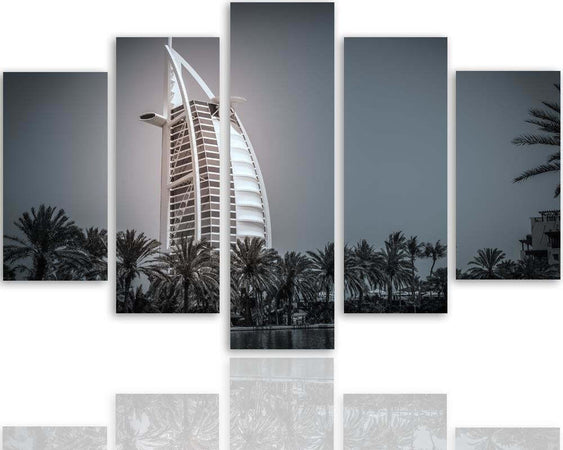 Quadro-su-tela-5-pannelli-Albergo-Burj-Al-Arab-Dubai