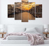 Quadro-su-tela-5-pannelli-Amsterdam-città-fluviale