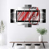 Quadro-su-tela-5-pannelli-Astratto-Beige-Marrone