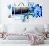 Quadro-su-tela-5-pannelli-Astratto-di-orchidea-blu