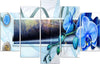 Quadro-su-tela-5-pannelli-Astratto-di-orchidea-blu
