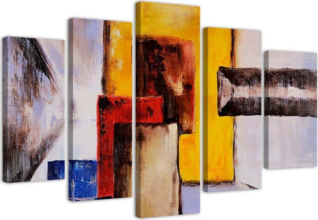 Quadro-su-tela-5-pannelli-Astrazione-colorata