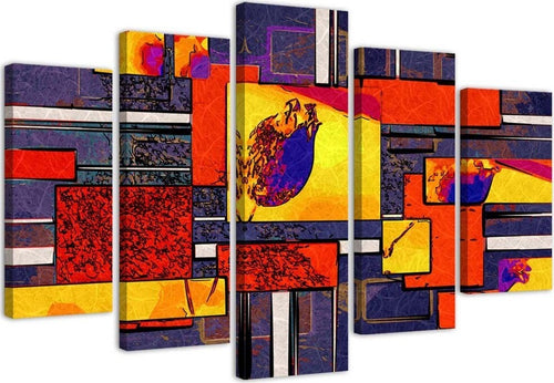 Quadro-su-tela-5-pannelli-Astrazione-colorata