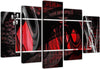 Quadro-su-tela-5-pannelli-Astrazione-rossa