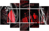 Quadro-su-tela-5-pannelli-Astrazione-rossa