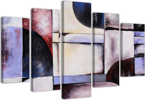 Quadro-su-tela-5-pannelli-Astrazione-viola