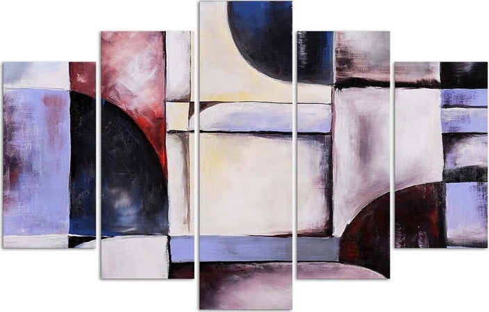 Quadro-su-tela-5-pannelli-Astrazione-viola