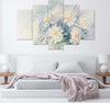 Quadro-su-tela-5-pannelli-Bouquet-di-fiori-bianco