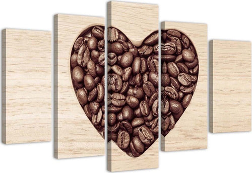 Quadro-su-tela-5-pannelli-Caffè-del-cuore