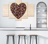 Quadro-su-tela-5-pannelli-Caffè-del-cuore
