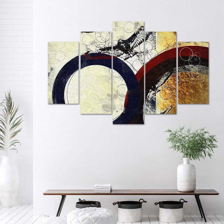 Quadro-su-tela-5-pannelli-Cerchio-astratto-colorato