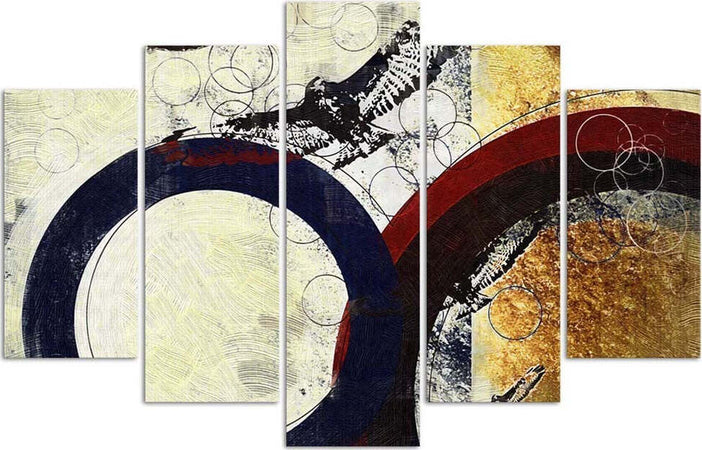 Quadro-su-tela-5-pannelli-Cerchio-astratto-colorato