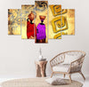 Quadro-su-tela-5-pannelli-Dipingere-l'Africa-Donne-colorate