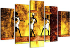 Quadro-su-tela-5-pannelli-Donne-Africa-Astrazione