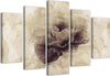 Quadro-su-tela-5-pannelli-Fiore-di-rosa-Beige-Natura