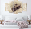 Quadro-su-tela-5-pannelli-Fiore-di-rosa-Beige-Natura