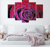 Quadro-su-tela-5-pannelli-Fiore-di-rosa-rosso