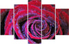Quadro-su-tela-5-pannelli-Fiore-di-rosa-rosso