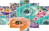 Quadro-su-tela-5-pannelli-Fiori-colorati-astratti