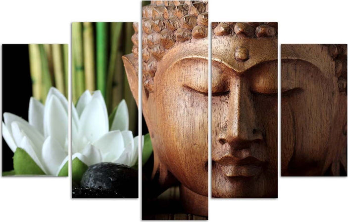 Quadro-su-tela-5-pannelli-Fiori-di-bambù-di-Buddha