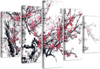 Quadro-su-tela-5-pannelli-Fiori-di-ciliegio-giapponesi