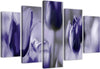 Quadro-su-tela-5-pannelli-Fiori-di-tulipano-viola