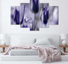 Quadro-su-tela-5-pannelli-Fiori-di-tulipano-viola
