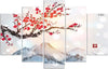 Quadro-su-tela-5-pannelli-Giappone-Fiori-di-ciliegio