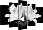 Quadro-su-tela-5-pannelli-Gigli-bianchi-Fiori-Natura
