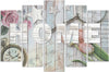 Quadro-su-tela-5-pannelli-Home-Iscrizione-Legno-Fiori