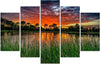 Quadro-su-tela-5-pannelli-Lago-del-tramonto