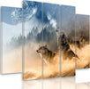 Quadro-su-tela-5-pannelli-Lupi-foresta-nebbiosa-natura