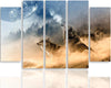 Quadro-su-tela-5-pannelli-Lupi-foresta-nebbiosa-natura
