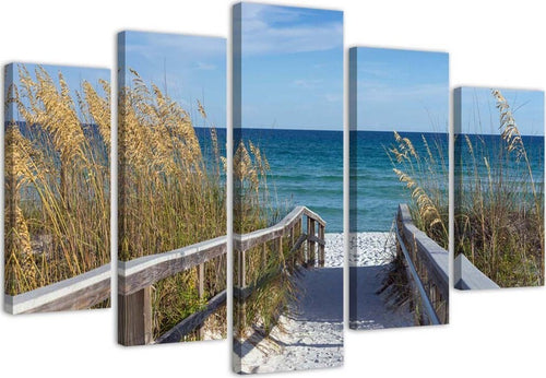 Quadro-su-tela-5-pannelli-Mare-Spiaggia-Natura
