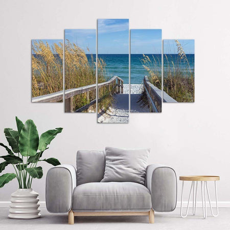Quadro-su-tela-5-pannelli-Mare-Spiaggia-Natura