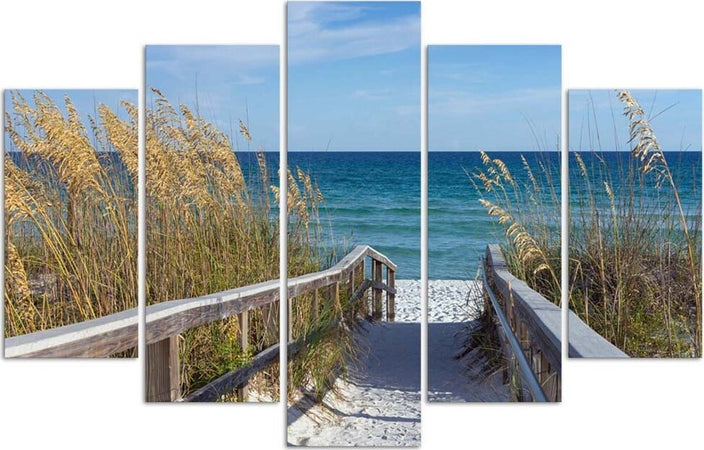 Quadro-su-tela-5-pannelli-Mare-Spiaggia-Natura