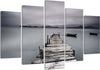Quadro-su-tela-5-pannelli-Molo-Lago-Immagine-di-paesaggio