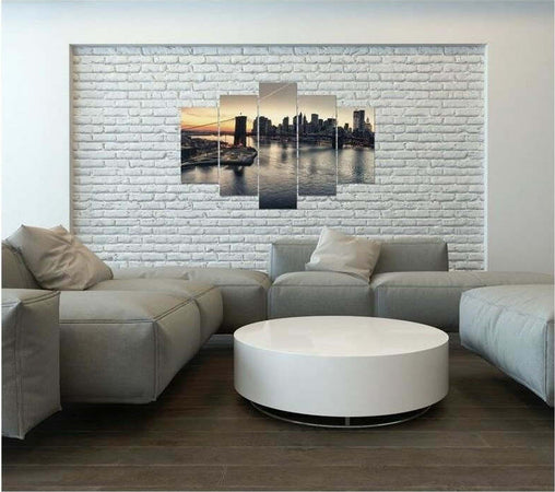 Quadro-su-tela-5-pannelli-New-York-City-Ponte-di-Brooklyn