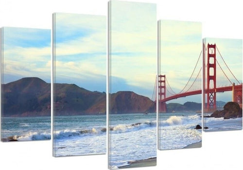 Quadro-su-tela-5-pannelli-New-York-Golden-Gate