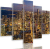 Quadro-su-tela-5-pannelli-Notte-della-città-di-Chicago