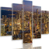 Quadro-su-tela-5-pannelli-Notte-della-città-di-Chicago