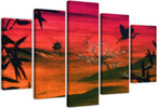 Quadro-su-tela-5-pannelli-Paesaggio-rosso-giapponese