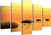 Quadro-su-tela-5-pannelli-Pietre-Zen-Spa-acqua-gialla