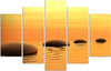 Quadro-su-tela-5-pannelli-Pietre-Zen-Spa-acqua-gialla