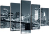 Quadro-su-tela-5-pannelli-Ponte-di-New-York-in-bianco-e-nero