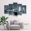 Quadro-su-tela-5-pannelli-Ponte-di-New-York-in-bianco-e-nero