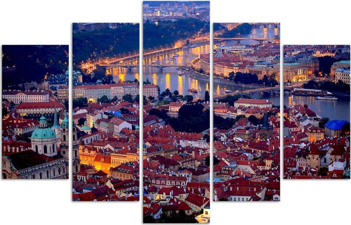 Quadro-su-tela-5-pannelli-Ponti-della-città-di-Praga