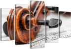 Quadro-su-tela-5-pannelli-Spartiti-per-violino
