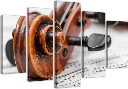 Quadro-su-tela-5-pannelli-Spartiti-per-violino