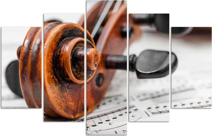 Quadro-su-tela-5-pannelli-Spartiti-per-violino